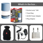 KosherLamp™ 360 Brand Shabbos Lamp, Includes, 1 Lamp, Travel Bag, AC/DC Power Adapter, Plug Adapter and manual