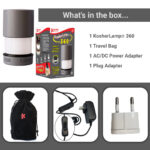 KosherLamp® 360 Brand Shabbos Lamp, Includes, 1 Lamp, Travel Bag, AC/DC Power Adapter, Plug Adapter and manual