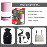 KosherLamp® 360 Brand Shabbos Lamp, Includes, 1 Lamp, Travel Bag, AC/DC Power Adapter, Plug Adapter and manual