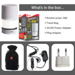 KosherLamp® 360 Brand Shabbos Lamp, Includes, 1 Lamp, Travel Bag, AC/DC Power Adapter, Plug Adapter and manual